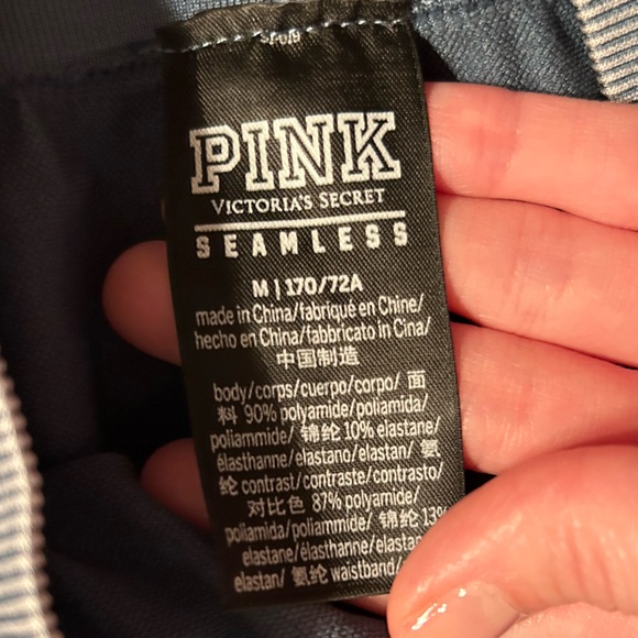 Victoria's Secret PINK Gray Blue Seamless Acid Wash High Waisted Ribbed Leggings - Picture 8 of 8